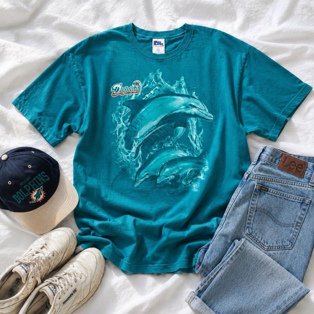 Vintage 90s Miami Dolphins Pro Player USA Graphic NFL Tee XXL